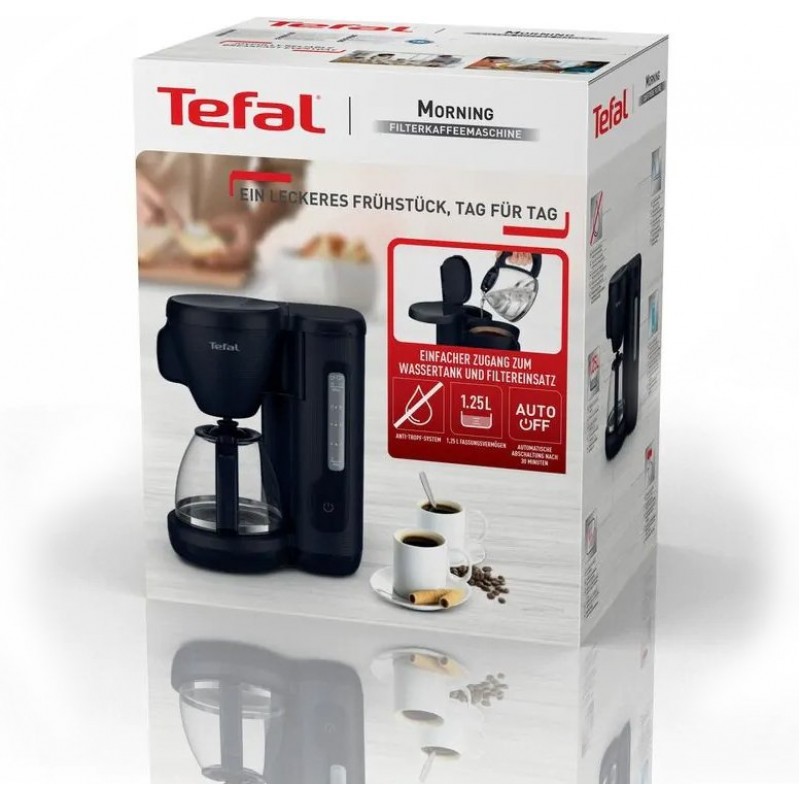 Tefal Кавоварка крапельна Morning Black Knight 1.25л, мелена, чорний