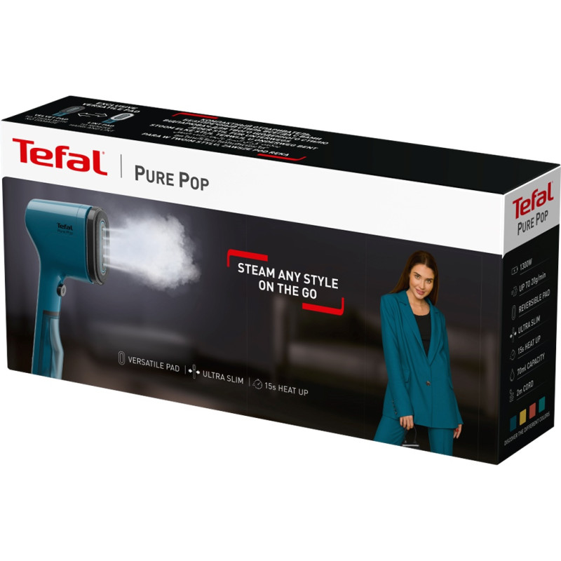 Tefal Відпарювач компактний Pure Pop, 1300Вт, 70мл, постійна пара - 20гр, синій