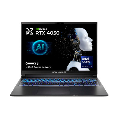 Dream Machines Ноутбук RG4050-16 16FHD+ IPS, Intel Ultra 7-155H, 32GB, F1TB, NVD4050-6, DOS, чорний
