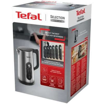 Tefal Електрочайник Tefal Selection 1.7л, з підвійними стінками, 6 темп.реж, підтримка температури, сенc. управління, сірий