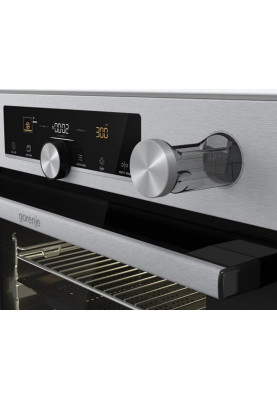 Gorenje Духова шафа електрична, 77л, A+, TouchFree, пара, дисплей, Wi-Fi керування, піроліз, готув. на різн рівнях, нерж