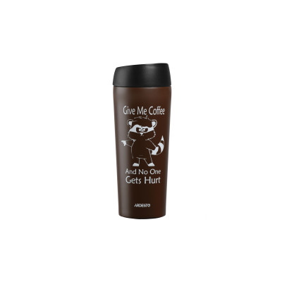 ARDESTO Термочашка Coffee time Raccoon 450 мл, нержавіюча сталь, коричневий