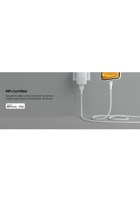 Belkin Кабель USB-A - Lightning плетений, силіконовий, з ремінцем на магніті, 1м, білий