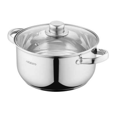 ARDESTO Кастрюля Gemini Gourmet, скляна кришка, 3.8 л, нержавіюча сталь