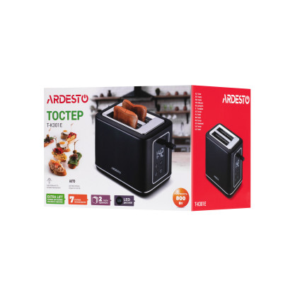 ARDESTO Тостер Elegance T-K301E 800 Вт, LED дисплей, пластик, чорний