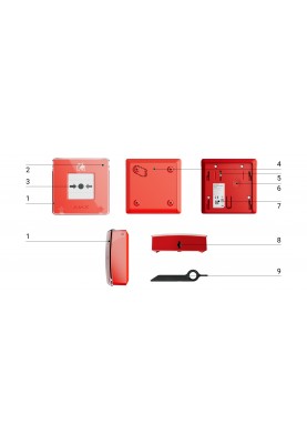 Ajax Бездротова настінна кнопка для активації пожежної тривоги вручну Manual Call Point, jeweller, бездротовий, червоний