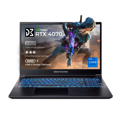Dream Machines Ноутбук RG4070-16 16FHD+ IPS, Intel i7-14700HX, 32GB, F1TB, NVD4070-8, DOS, чорний