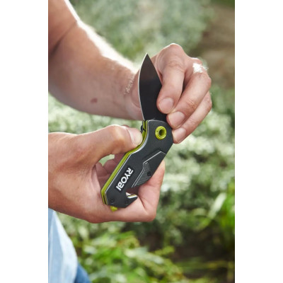Ryobi Ніж складаний RFK25T, лезо 57мм, стропоріз, фіксатор леза, кліпса.