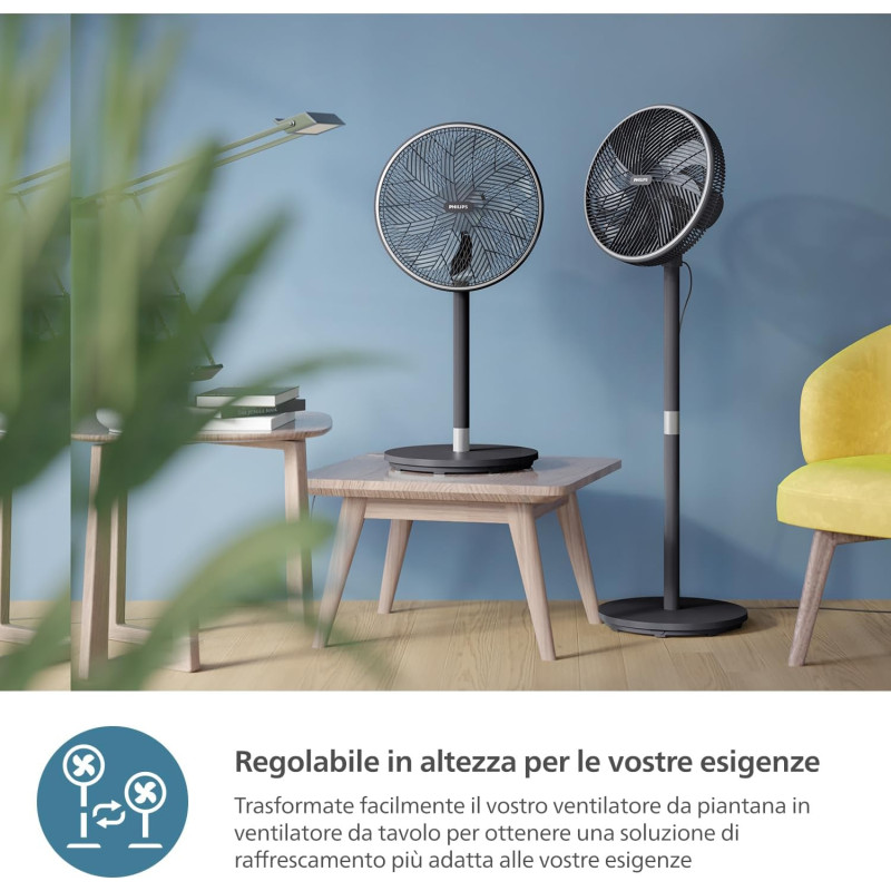 Philips Вентилятор Philips підлоговий Series 3000, 40см, 48Вт, керування через смартфон, регулювання висоти, чорний