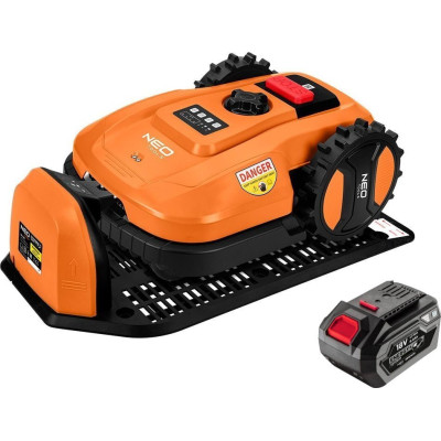 Neo Tools Газонокосарка-робот акумуляторна Energy+ 18В 1х6.0А·год 20-60мм 67дБ 600м2 3100об/хв кабель 100м IPX5 6.94кг