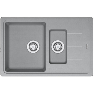 Franke Мийка кухонная Basis, фраграніт, прямокутник, з крилом, 780х500х200мм, чаша - 2, накладна, BFG 651-78, сірий камінь