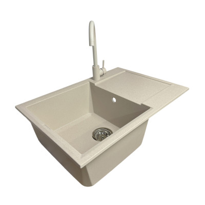 Adamant Набір кухонні Horizon Medium, штучний камінь, прямокут., з крилом, 700х500х230мм, чаша - 1, врізна, Avena + змішувач