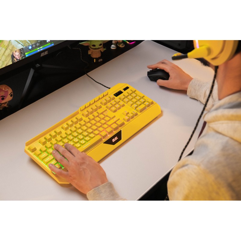 2E Gaming Клавіатура мембранна KG315 110key, USB-A, EN/UA, RGB, жовтий