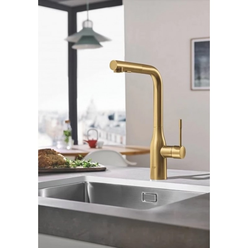 Grohe Змішувач для кухні Essence, довж.виливу - 204мм, поворотний/витяжний, 1важіль, матовий прохолодний схід сонця