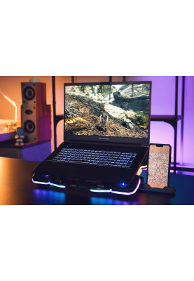 2E Gaming Підставка для ноутбука CPG-011, до 17.3", 1xUSB-A, 1xUSB-C, LCD, RGB, чорний