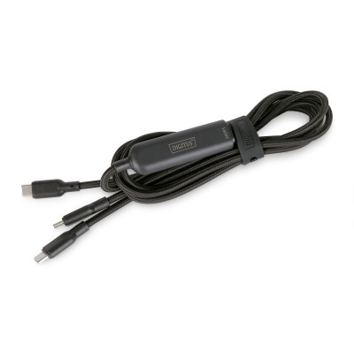Digitus Кабель DIGITUS USB-C > 2xUSB-C заряджання/синхронізації, USB 2.0, 140W, 1.8м, чорний