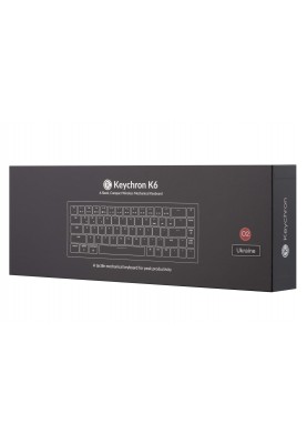 Keychron Клавіатура механічна K6 68Key, Gateron G Pro Blue, BT/USB-A, EN/UKR, White LED, Black