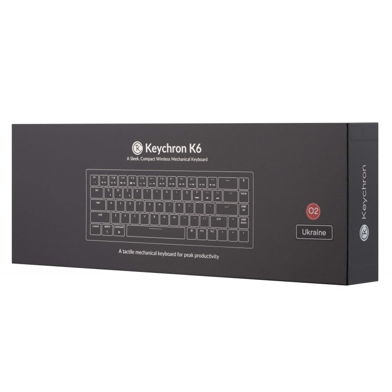 Keychron Клавіатура механічна K6 68Key, Gateron G Pro Blue, BT/USB-A, EN/UKR, White LED, Black