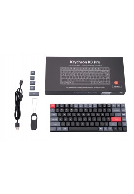 Keychron Клавіатура механічна K3 PRO 84Key, Gateron Brown, BT/USB-A, Hot-swap, Low Profile, QMK, EN/UKR, RGB, Чорний