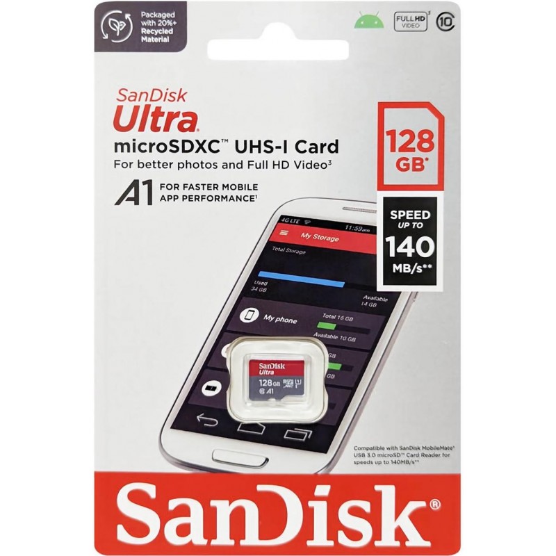 SanDisk Карта пам'яті microSD 128GB C10 UHS-I R150MB/s Ultra