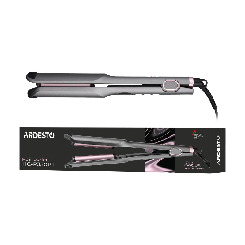 ARDESTO Плойка для створення локонів Pink Touch, 55Вт, 100-200C, кераміка, сірий+рожевий