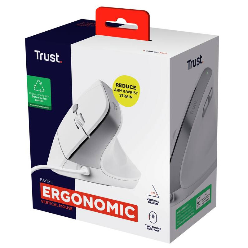 Trust Миша Trust Bayo 2 Ergonomic, USB-A, біла