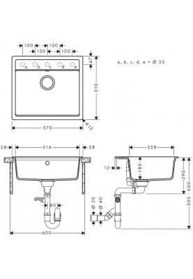 Hansgrohe Набір для кухні, гранітна мийка S520-F510 + зміш. Talis M54, чорний графіт-сталь