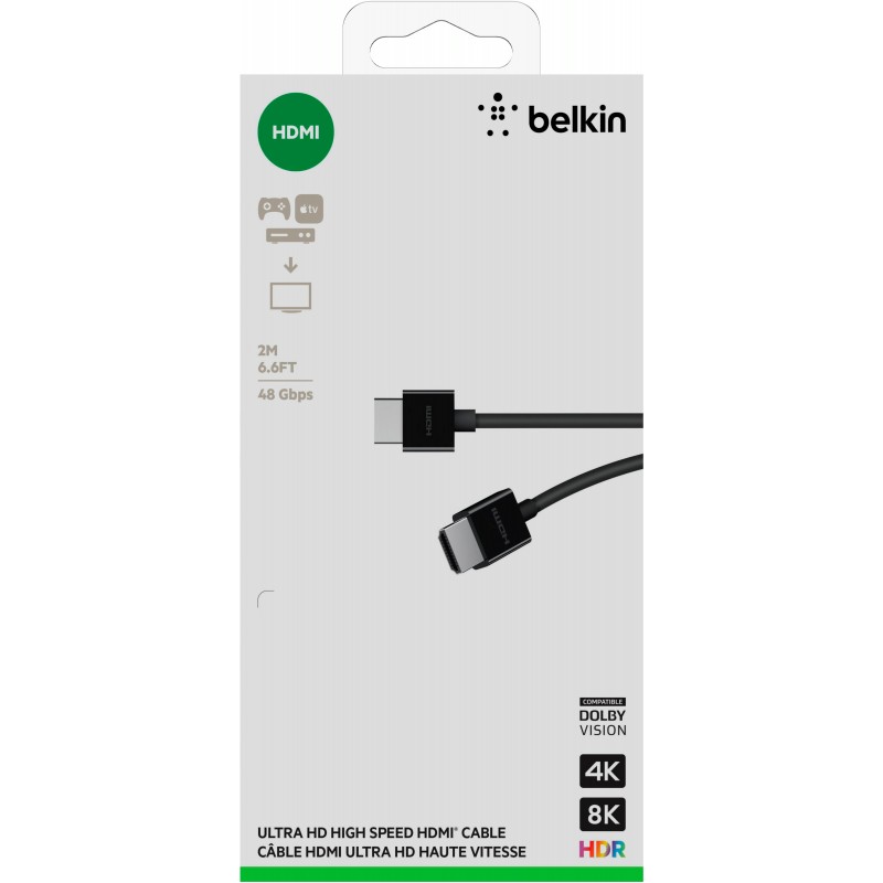 Belkin Кабель HDMI (M/M) 2м, 2.1, High Speed Ethernet, чорний