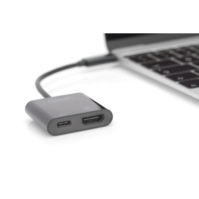 Digitus Адаптер USB-C - HDMI+USB-C UHD 4K, M/F, 0.11 m