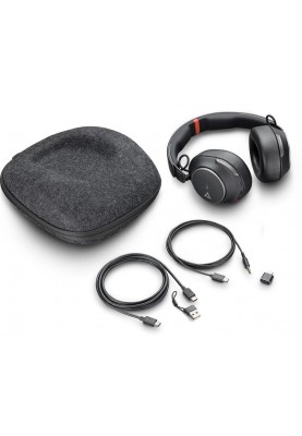 Poly Гарнітура комп'ютерна стерео On-ear Voyager Surround 80-M, BT 5.3, USB-A, USB-C, 3.5 мм, 10 x Omni-mic, ANC, чорний