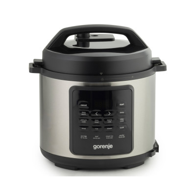 Gorenje Мультиварка-скороварка, 1000Вт, чаша-6л, електронне керув., 8 програм, метал/пластик, чорний-нерж