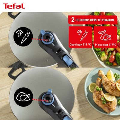 Tefal Скороварка Tefal Secure Trendy, 8л, з паровим кошиком, нержавіюча сталь, пластик