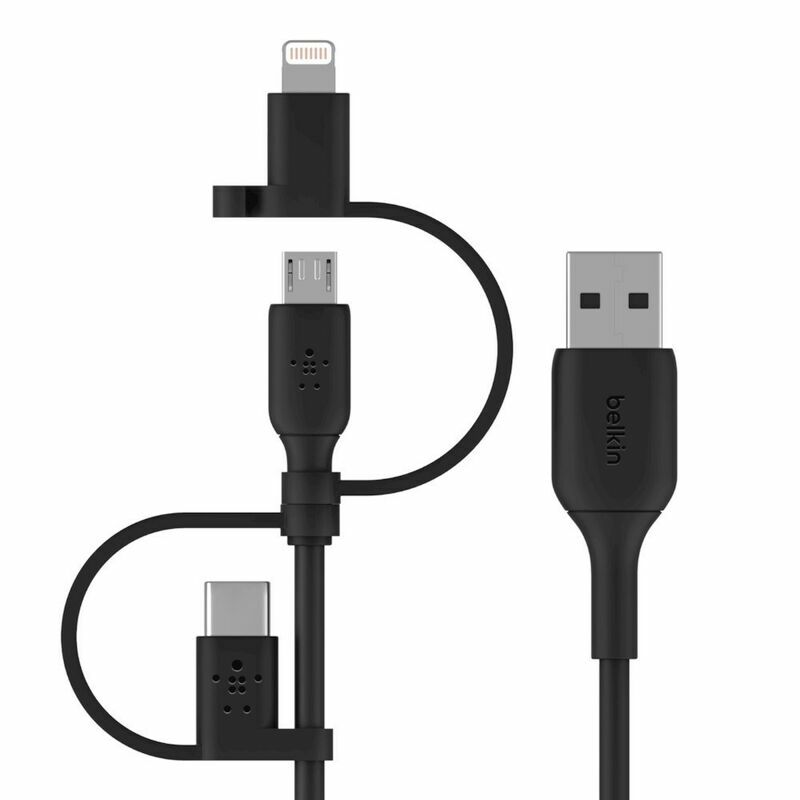 Belkin Кабель USB-A > Lightning/USB-С/microUSB заряджання/синхронізації, 1м, чорний