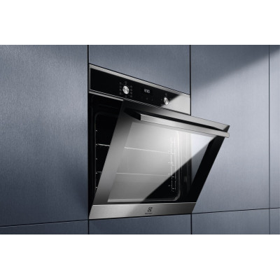 Electrolux Духова шафа електрична, 65л, А, пара, дисплей, конвекція, телескопічні напрямні, чорний+нерж