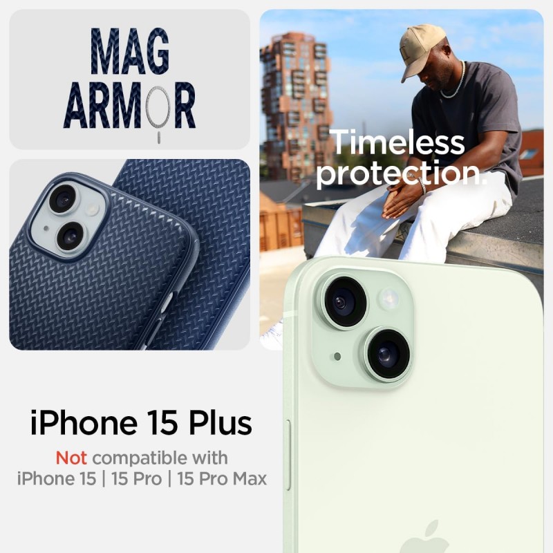 Spigen Чохол для Apple iPhone 15 Plus Mag Armor MagFit, Navy Blue