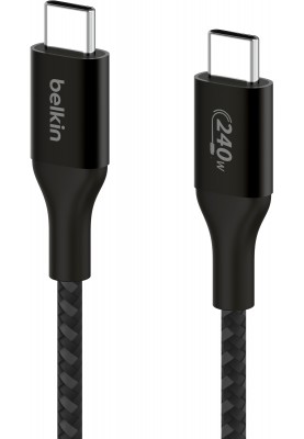 Belkin Кабель USB-C > USB-C заряджання/синхронізації 1м, 240Вт, Type-C, плетений, чорний