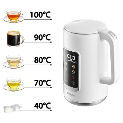 Sencor Електрочайник 1.7л, Strix, LED дисплей, підвійні стінки, сенс. керування, білий