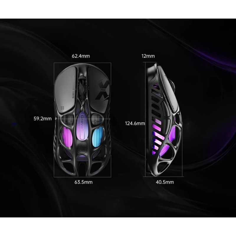 GravaStar Миша Mercury X Pro, 8K, BT/WL/USB-A, RGB, чорний