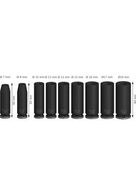 Bosch Набір ударних торцевих головок Professional Deep 9шт 3/8" 63мм