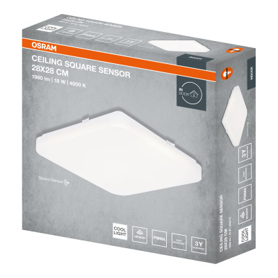 Osram Світильник накладний з датчиком руху OSRAM CEILING SQUARE 18Вт 4000K 1140Лм