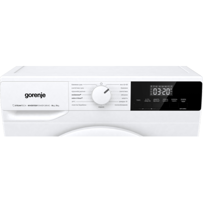 Gorenje Прально-сушильна машина фронтальна, 8(5)кг, 1400, A+, 55см, дисплей, пара, інвертор, білий Gorenje Прально-сушильна машина фронтальна, 8(5)кг, 1400, A+, 55см, дисплей, пара, інвертор, білий