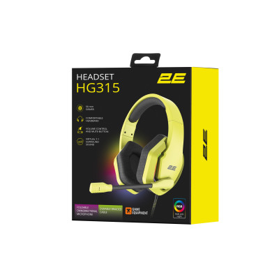 2E Gaming Гарнітура ігрова HG315, 7.1, USB-A, RGB, 2м, жовтий