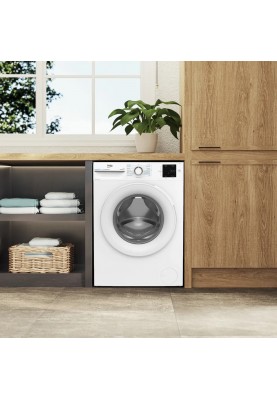 Beko Пральна машина фронтальна, 8кг, 1000, A+++ (-10%), 55см, дисплей, інвертор, ПАР, білий