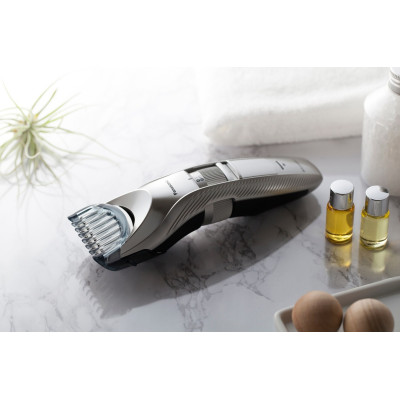 Panasonic Тример для бороди, вусів і голови, мережа+акум., насадок-2, кейс, сталь, сріблястий