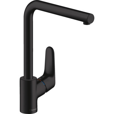 Hansgrohe Змішувач для кухні Focus, довж.виливу - 237мм, поворотний, 1важіль, KM280, матовий чорний