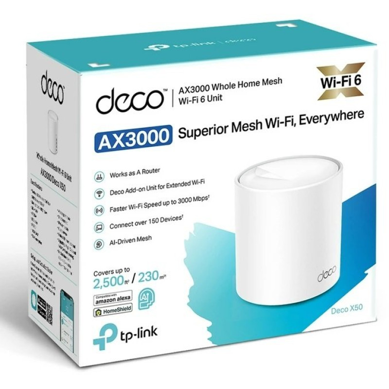 TP-Link Маршрутизатор DECO X50 1PK AX3000 3xGE LANWAN MU-MIMO OFDMA MESH