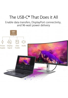 ASUS Монітор 34.1" ProArt PA34VCNV 2xHDMI, 2xDP, USB-C, 2xUSB, RJ45, MM, IPS, 3440x1440, 21:9, sRGB 100%, CURVED, AdaptiveSync, HAS, HDR10