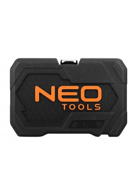 Neo Tools Набір інструментів, Набір торцевих головок, 53шт, 1/4", CrV, кейс
