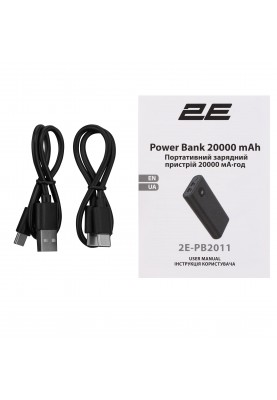 2E Акумулятор портативний літій-іонний Power bank 20000мА·год 45Вт PD, QC, чорний