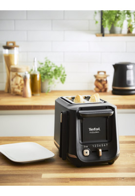 Tefal Тостер Includeo 850Вт, розморожування, щипці, термопластик, чорний